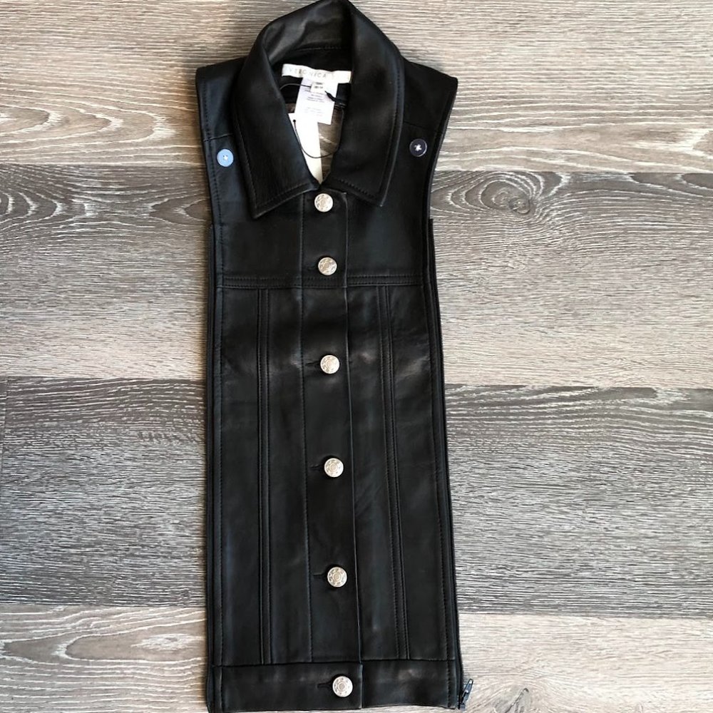 Veronica Beard - Black Leather (Slate) Dickey - NWT - Size: 00-14